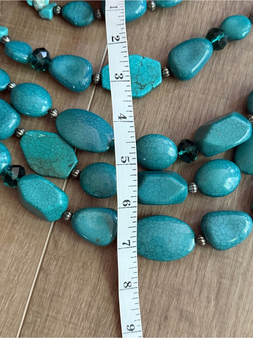 Multi Strand Layered Faux Turquoise Beaded Stone Statement Necklace Southwest - Picture 14 of 16